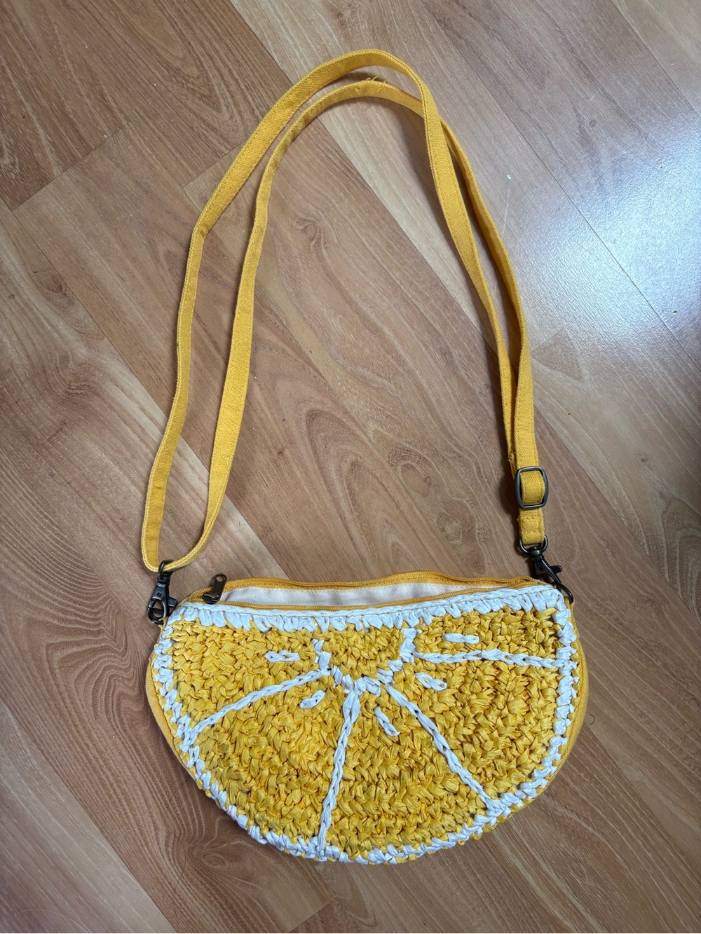 Yellow Lemon Slice Crossbody Bag - Broken Zipper
